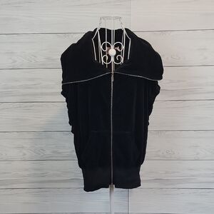 Juicy Couture Black Velour Statement Jacket Sleeveless Womens Size S